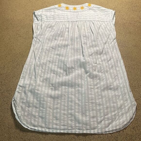 Madewell Palm Tree Sunshine Embroidered Blue White Striped Sleeveless Top XS - Picture 10 of 13